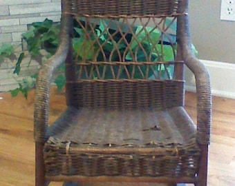 Child's Antique Rocking Chair Wicker