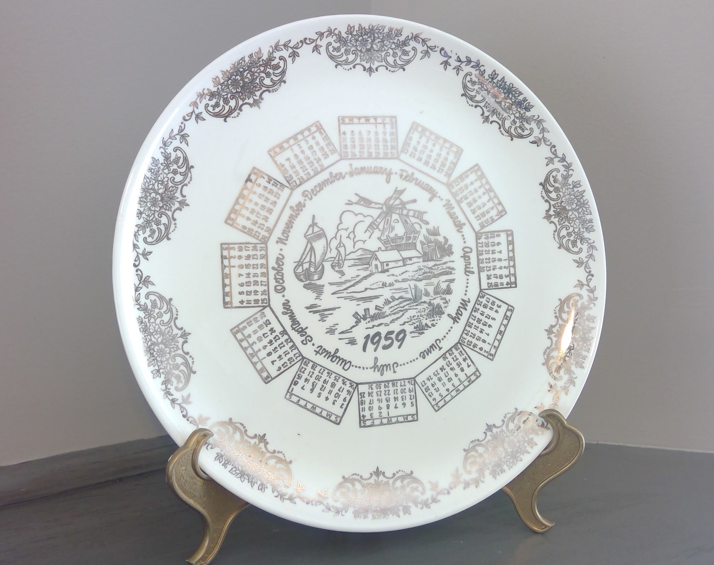 Vintage Calendar Plates 1959 1960 1961 Etsy