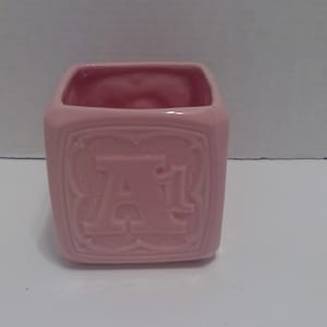 Vintage McCoy Floraline 591 Pink Alphabet Block Baby Planter