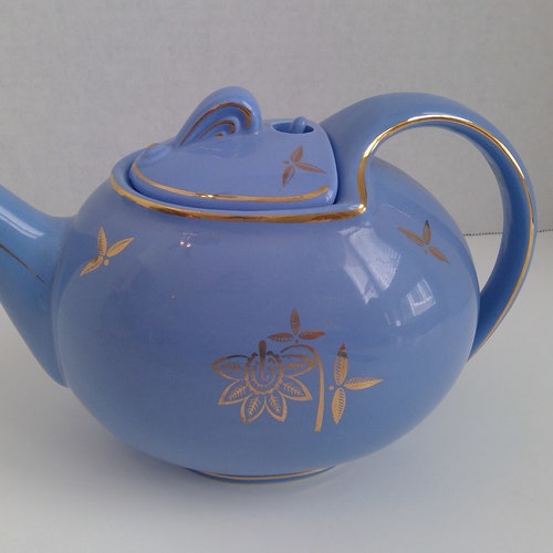Vintage Hall China Moderne Teapot Cadet/delphinium Blue With Etsy