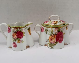Rosenthal, Made in Bavaria, Chrysantheme Sugar Bowl and Creamer