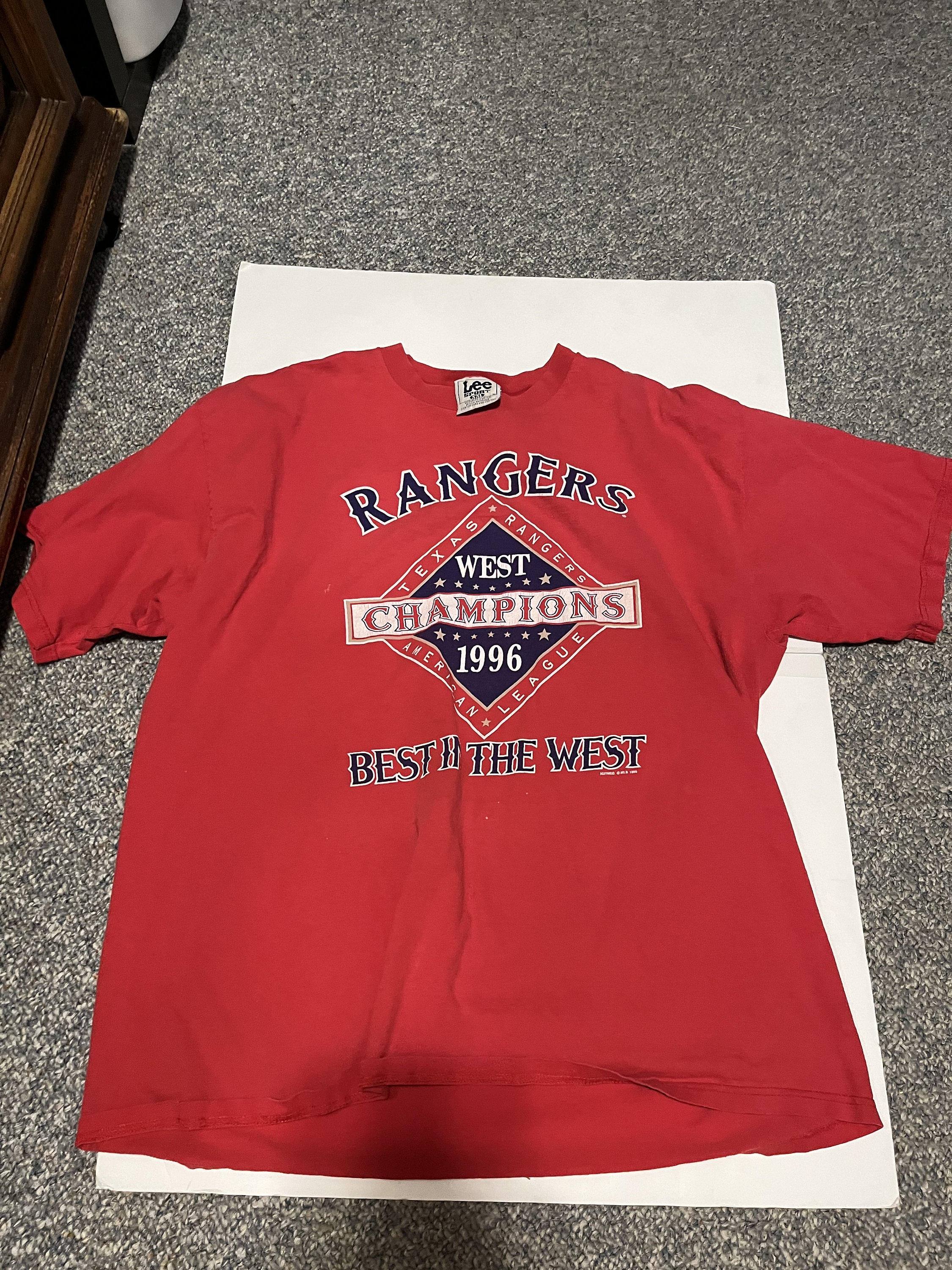 VTG Lee Sport Mens Texas Rangers Tie Dye Single Stitch Short Sleeve T-Shirt  XL