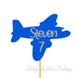 Glitter Airplane Cake Topper, Birthday Airplane Cake Topper, Pilot Cake Topper, Airline Cake Topper, Flight Attendant Cake Topper