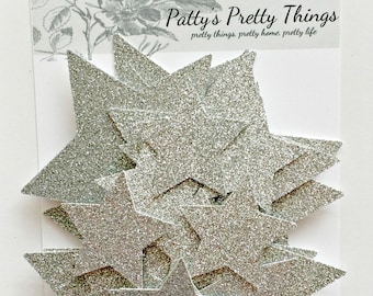 Glitter Stars, Silver Glitter Stars, Gold Glitter Stars, Pointed Edge Star Die Cuts