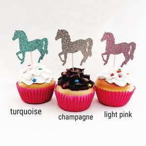 Glitter Horse Cupcake Toppers, Western Cupcake Toppers, Horse Cupcake Toppers, 12 Ct.