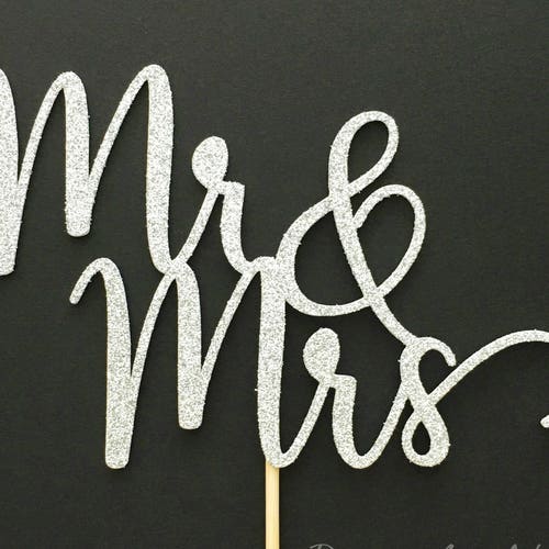 Mr & Mrs Cake Topper Glitter Wedding Cake Topper. Etsy