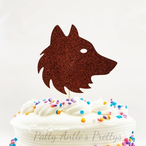 Glitter Wolf Head Cake Topper, Wolf Head Cake Topper, Woodland Cake Topper, Wolf Cake Topper