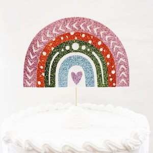 Glitter Boho Rainbow Cake Topper, Rainbow Cake Topper