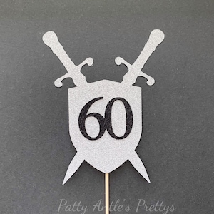 Glitter Shield and Swords Cake Topper, Medieval Birthday Cake Topper, Castle Cake Topper