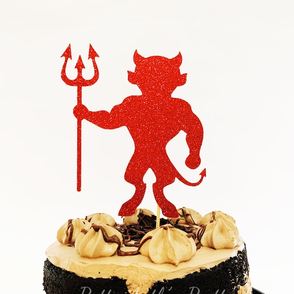 Glitter Devil Cake Topper, Halloween Cake Topper, Devil Cake Topper