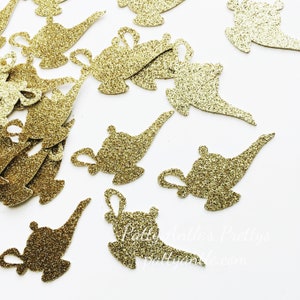 Glitter Genie Lamp Die Cuts, Glitter Genie Lamp Confetti, Genie Lamps Die Cuts, Paper Genie Lamps Die Cuts, 24 Ct.
