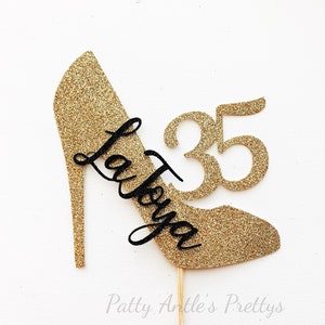 Glitter High Heel Shoe Cake Topper, Birthday High Heel Cake Topper, Personalized Pump Cake Topper, Cake Topper, Personalized Shoe Topper