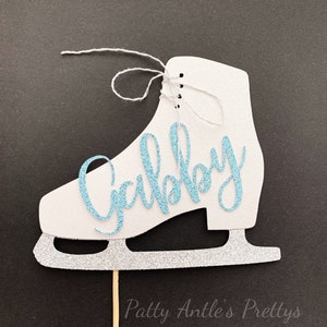 Glitter Ice Skate Cake Topper, Ice Skate Cake Topper, Skating Party Topper, Skate Cake Topper, Personalized Ice Skate Topper image 1