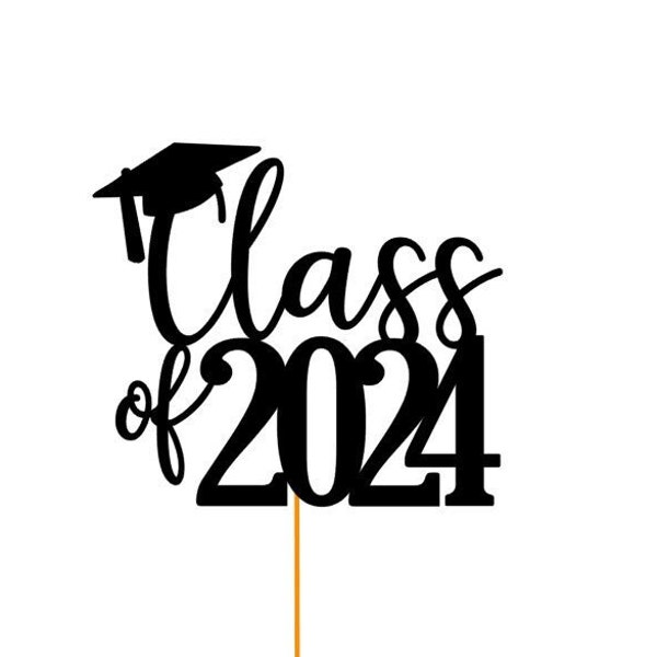 Glitter Graduation Class of 2024 Cake Topper, 2024 Cake Topper, Grad Cake Topper, 2024 Cake, Mortar Board Cake Topper