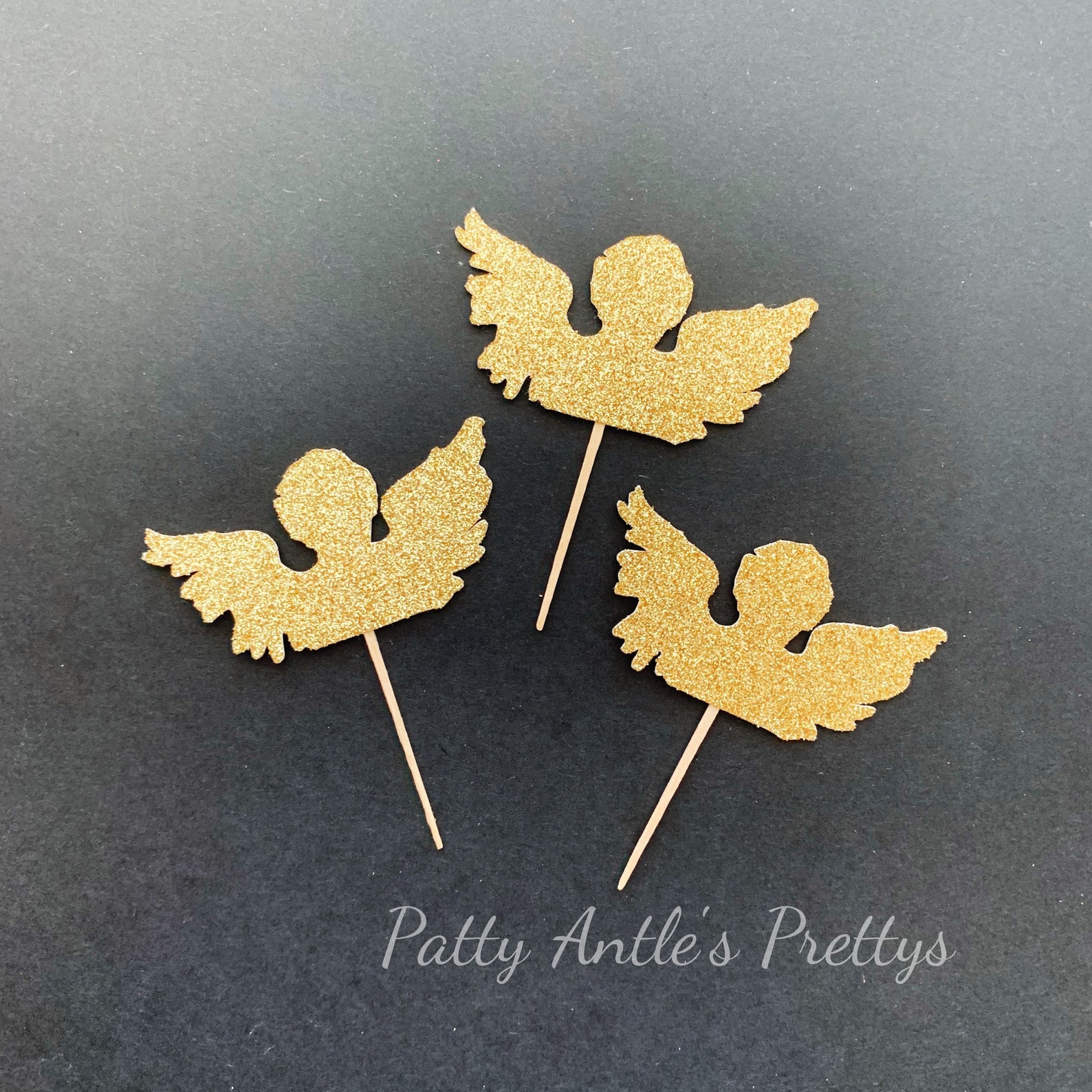 Glitter Angel Cupcake Toppers Angel Cupcake Toppers Etsy