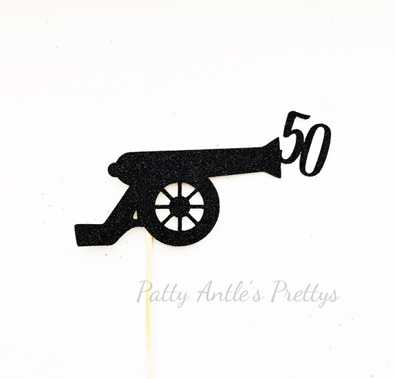 Glitter Cannon Cake Topper Large Gun Cake Topper Big Gun Etsy