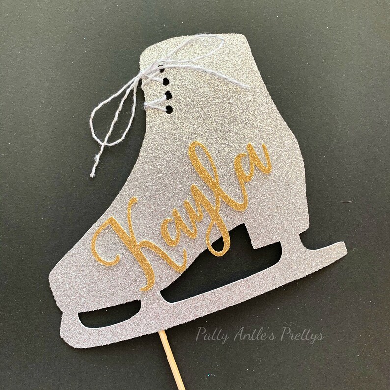 Glitter Ice Skate Cake Topper Silver Glitter Ice Skate Cake Etsy