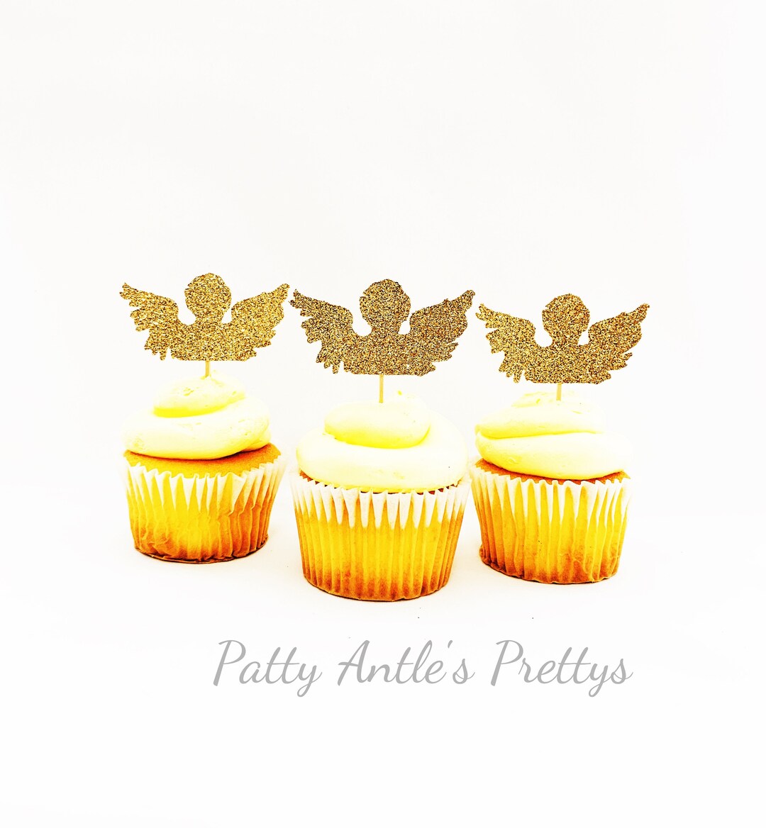 Glitter Angel Cupcake Toppers Angel Cupcake Toppers Etsy