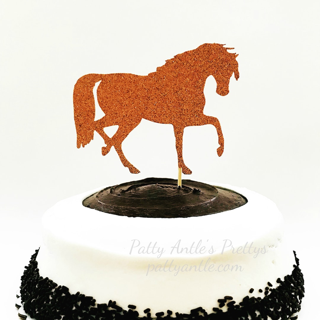 Glitter Horse Cake Topper Horse Cake Topper Equestrian Cake Etsy