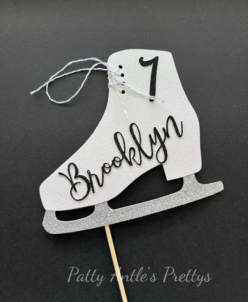 Glitter Ice Skate Cake Topper, Ice Skate Cake Topper, Skating Party Topper, Skate Cake Topper, Personalized Ice Skate Topper image 7