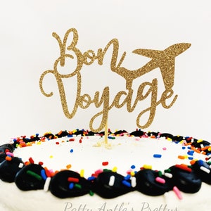 Glitter Bon Voyage Cake Topper, Travel Cake Topper, Travel Party Cake Topper, Wedding After Party Cake Topper, Honeymoon Topper