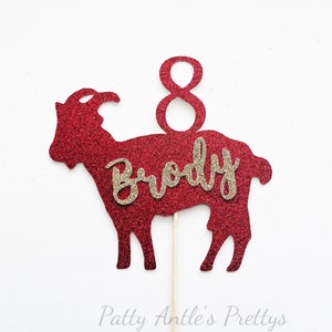 Glitter Goat Cake Topper: Barnyard Birthday Party Decoration