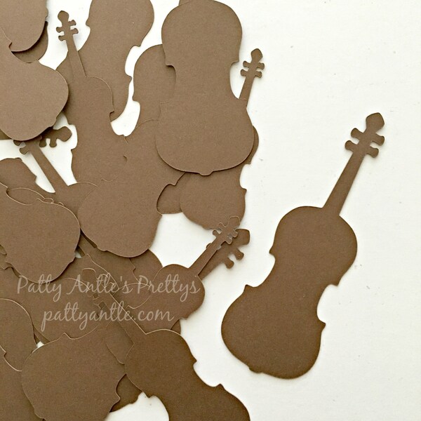 Violin Die Cuts, Brown Violin Confetti, Kraft Viola Die Cuts, Fiddle Die Cuts