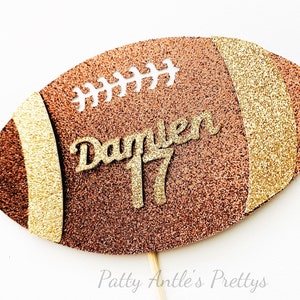 Glitter Football Cake Topper, Football Cake Topper, Birthday Football Player Cake Topper, Personalized Football Cake Topper