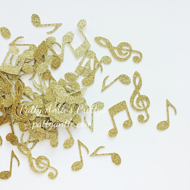 Glitter Music Notes Die Cuts Glitter Music Notes Confetti Etsy