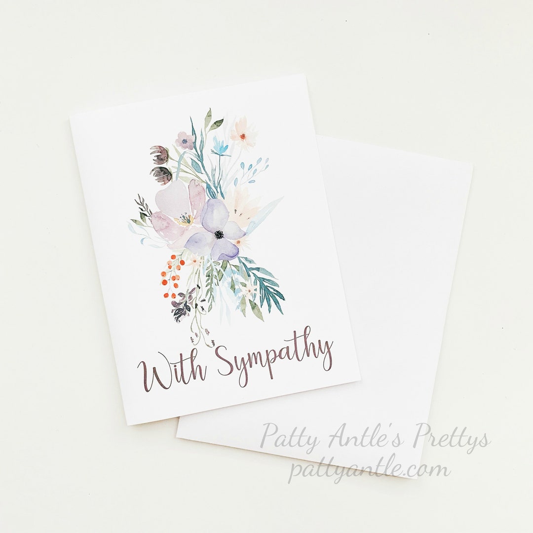 Sympathy Card Floral Sympathy Card Watercolor Floral Etsy