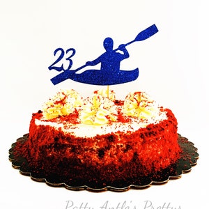 Glitter Kayaking Cake Topper, Kayak Cake Topper, Canoe Cake Topper, Canoeing Cake Topper