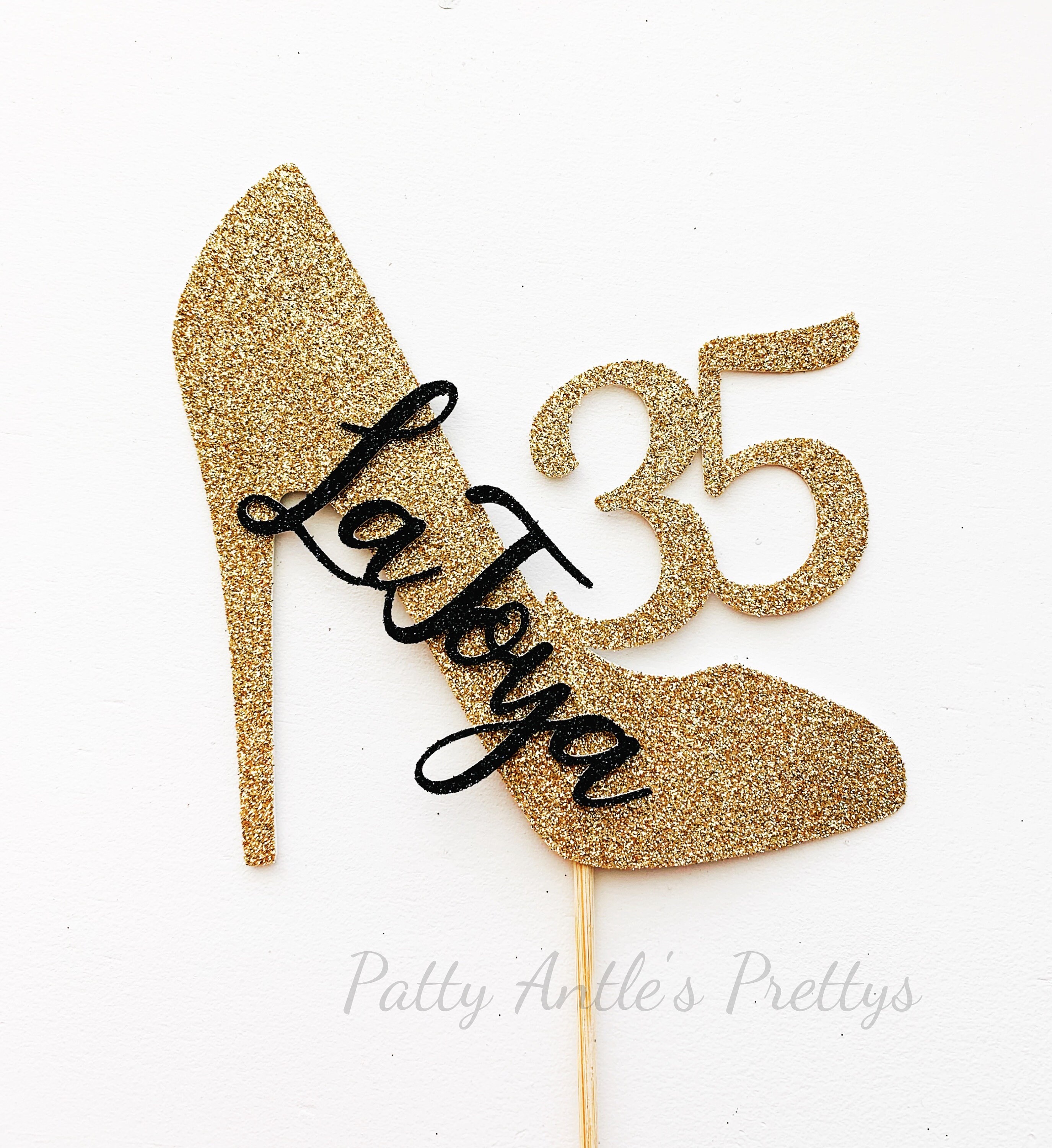 Sparkly Glitter Red Sole High Heel Card Cake Topper – House of Cakes