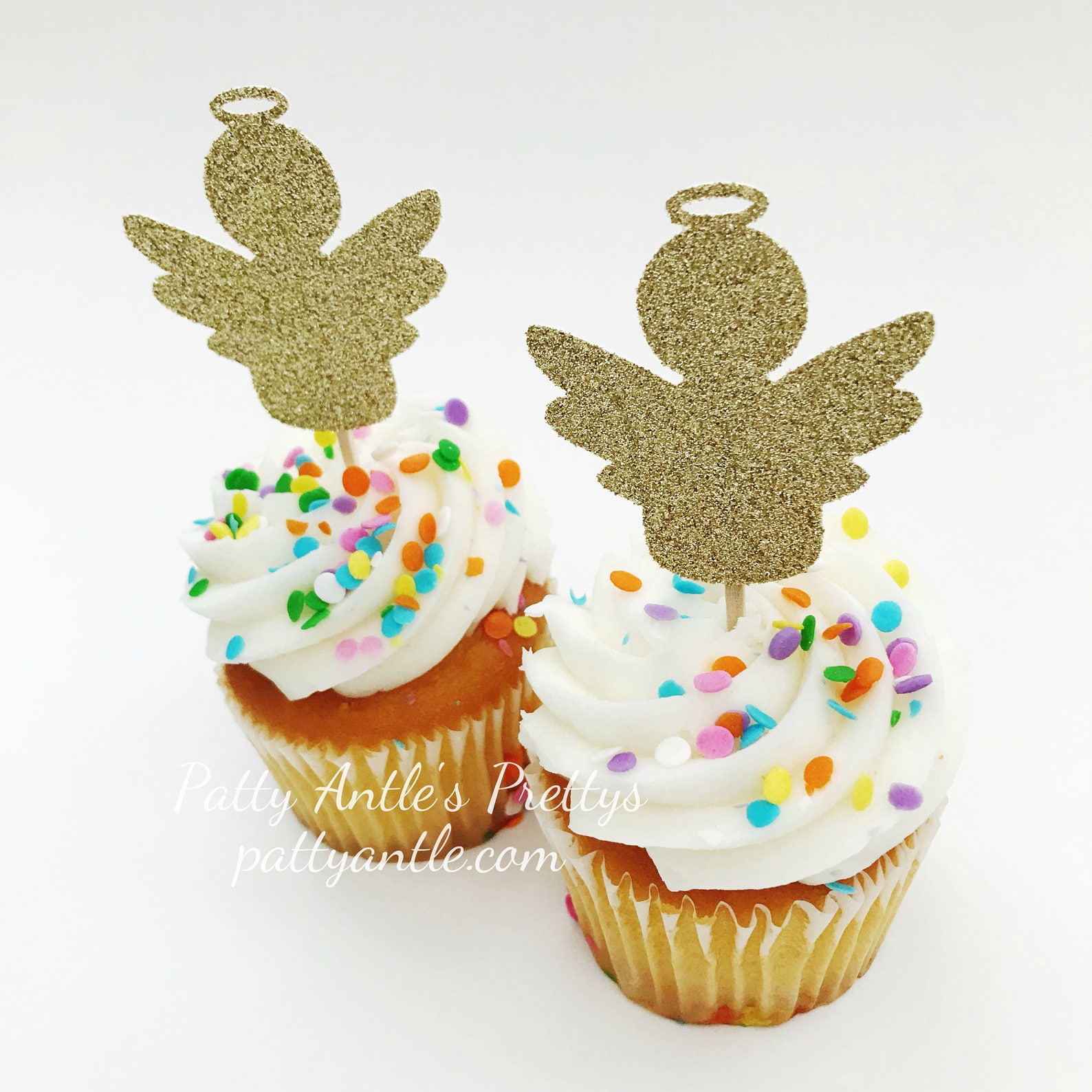 Glitter Angel Cupcake Toppers Angel Cupcake Toppers Etsy
