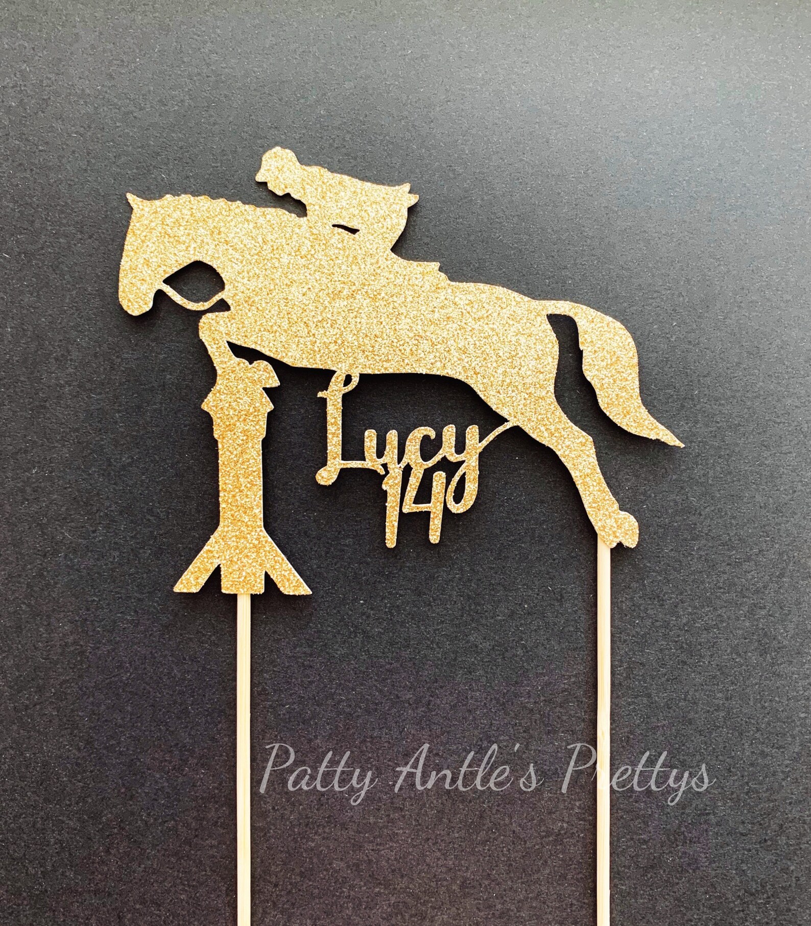 Black Glitter Horse Racing Cake Topper, Equestrian Themed Happy Birthday Cake Decor, Western Bull Riding Competition Theme Cake Decor,Rodeo Cowboy Man Birthday Party Decor