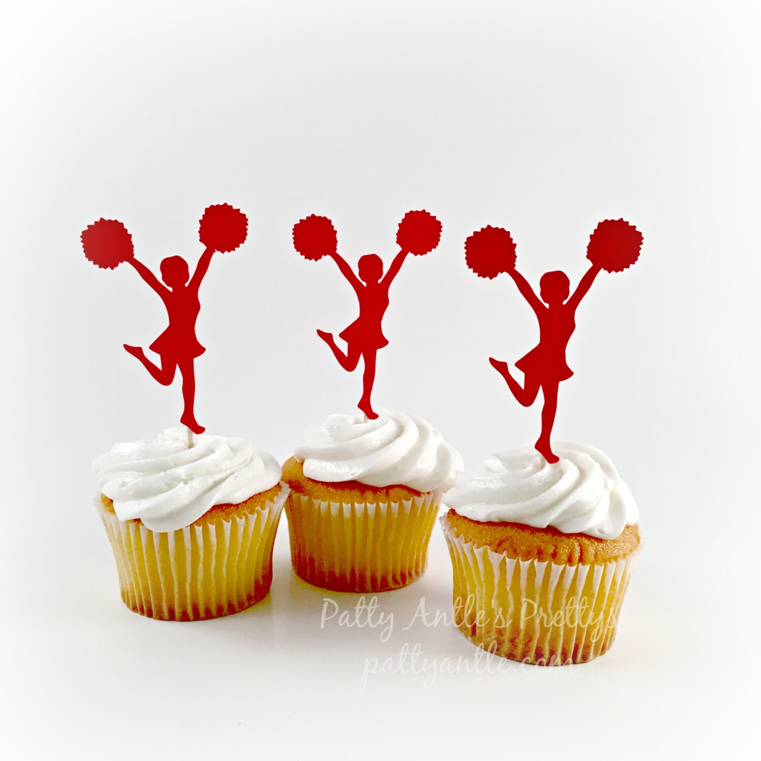 Cheerleader Cupcake Toppers Cheerleader Toppers Cheer Etsy