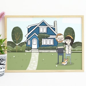 Custom house Portrait full scene custom portrait ANY BACKGROUND // custom couple wedding portrait custom family painting custom drawing
