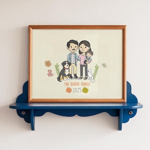 Custom Portrait from Photo, Cartoon Portrait, Printed Family Illustration, Custom Portrait Personalized Print, Gift for Him, Custom Drawing