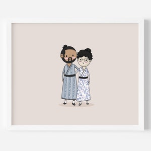 Custom Illustrated Portrait | Personalized Cartoon Art | Family Print for Home or Office Decor | Creative Keepsake | Custom Artwork