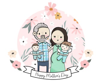 Mother's Day Custom Portrait Print for Couples, Love Gift for Wife Girlfriend Husband Boyfriend Free Shipping US Physical Copy+ Digital!