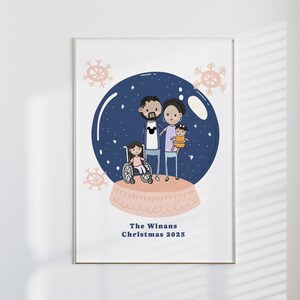 Christmas Personalized Portrait: Custom Cartoon Illustration - Ideal Gift for Him! Family Portrait Print from Photo, Perfect Holiday Gift!