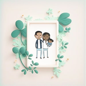 Custom Illustrated Couple Art Print | Family Illustrated Poster | Wedding Gift | Anniversary Gift | Custom Portrait | Illustrated Portrait