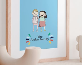 Custom Family portrait illustration Christmas Gift Family illustration from photo Personalized Family gift Printable Custom Portrait Drawing