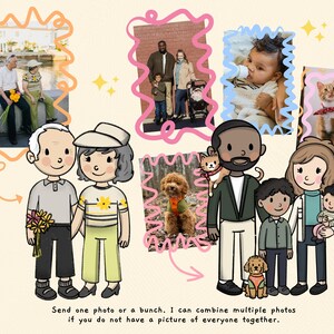 Custom Portrait from Photo, Cartoon Portrait, Printed Family Illustration, Custom Portrait Personalized Print, Gift for Him, Custom Drawing image 4