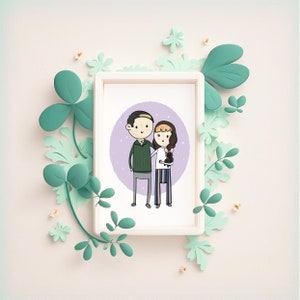 Custom Illustrated Couple Art Print | Family Illustrated Poster | Wedding Gift | Anniversary Gift | Custom Portrait | Illustrated Portrait