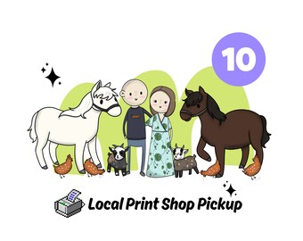 10 PEOPLE/PETS DIGITAL Custom Portrait, Cartoon Portrait, Unique Hand-Drawn Digital Portraits: Personalized Gifts in Just Days!