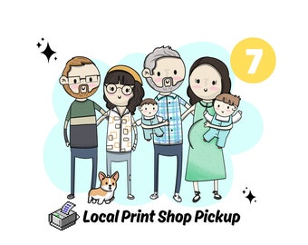 7 PEOPLE/PETS DIGITAL Custom Portrait, Cartoon Portrait, Unique Hand-Drawn Digital Portraits: Personalized Gifts in Just Days!