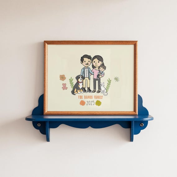 Custom Portrait from Photo, Cartoon Portrait, Printed Family Illustration, Custom Portrait Personalized Print, Gift for Him, Custom Drawing