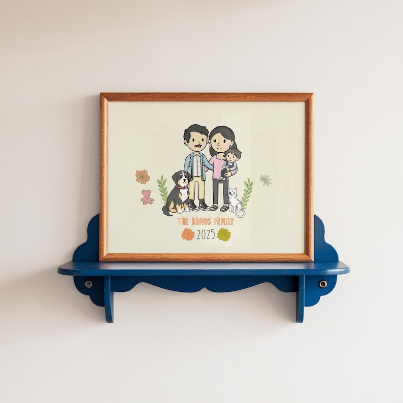 Custom Portrait from Photo, Cartoon Portrait, Printed Family Illustration, Custom Portrait Personalized Print, Gift for Him, Custom Drawing image 1
