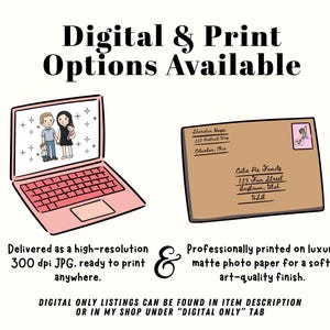 Custom Portrait from Photo, Cartoon Portrait, Printed Family Illustration, Custom Portrait Personalized Print, Gift for Him, Custom Drawing image 11