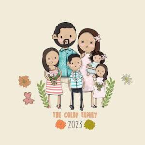 Cartoon Family Drawing | Custom Portrait Print | Thoughtful Gift for Birthdays or Anniversaries | Unique Keepsake | Family Illustration